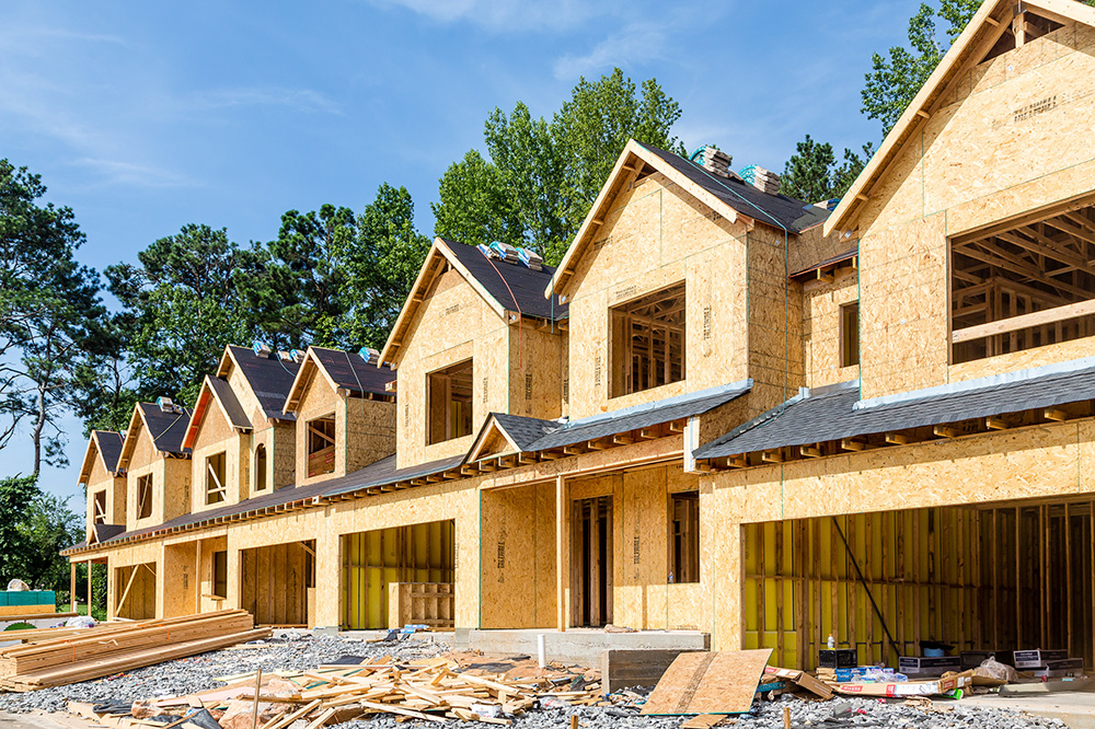 Row homes during construction