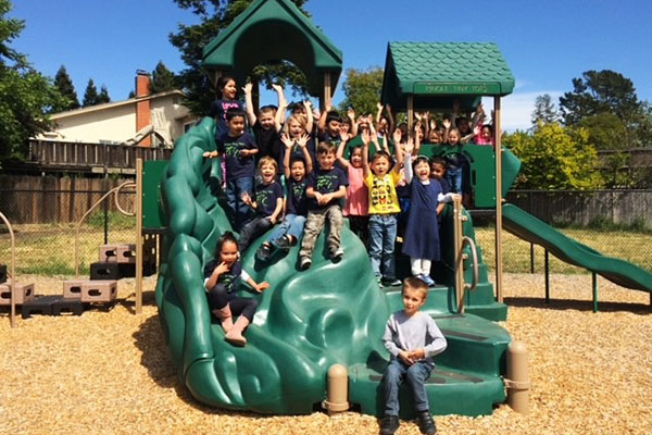 children on a play structure